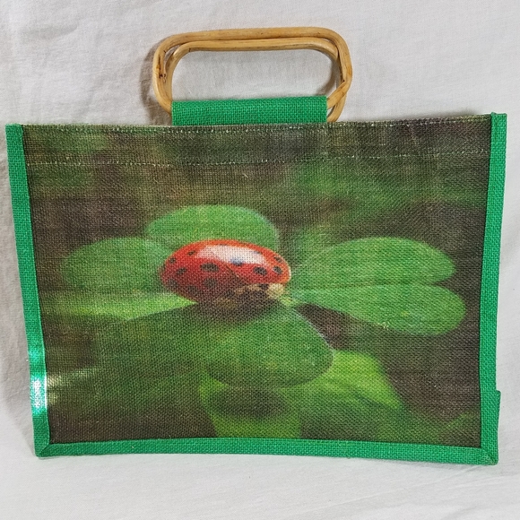 Diane B Bags Diane B Burlap Ladybug Tote Bag Poshmark